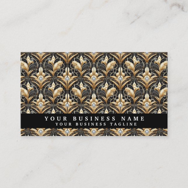 Luxury QR Code Art Deco Business Cards (Front)