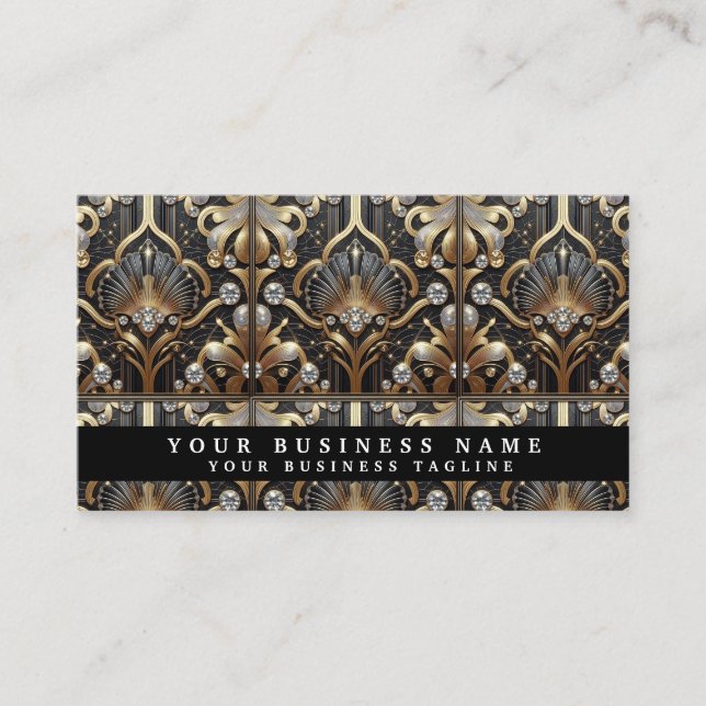 Luxury QR Code Art Deco Business Cards (Front)