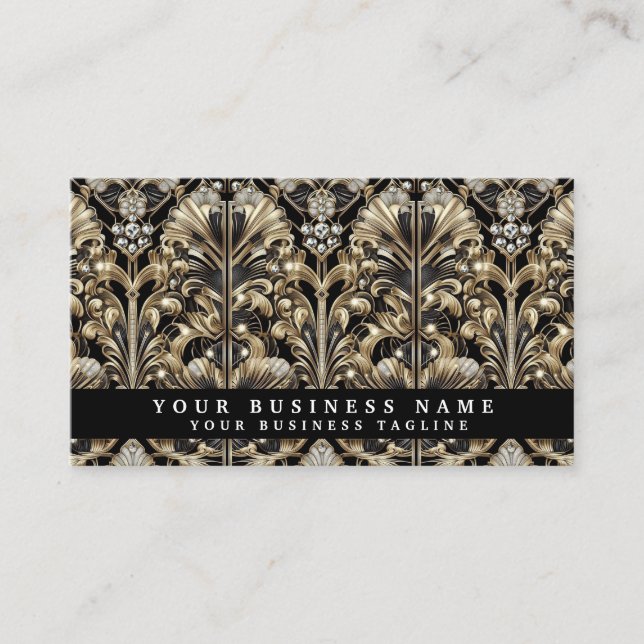 Luxury QR Code Art Deco Business Cards (Front)