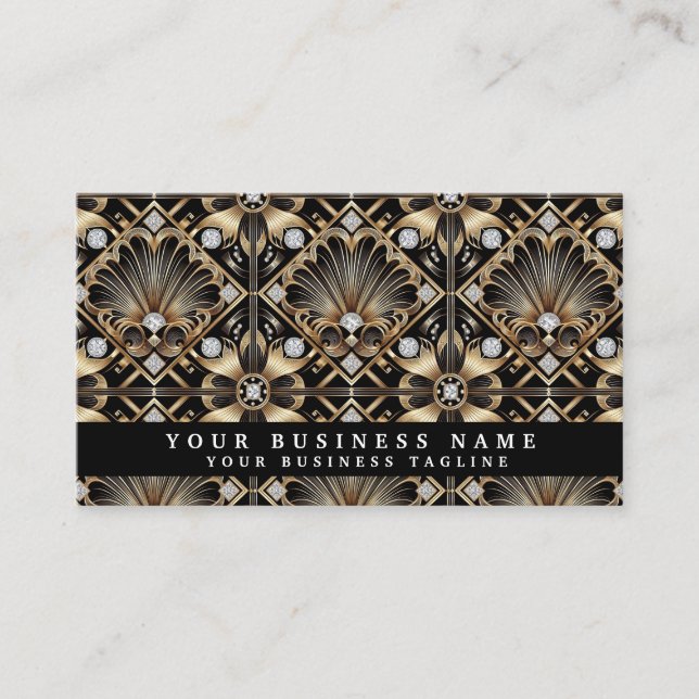 Luxury QR Code Art Deco Business Cards (Front)