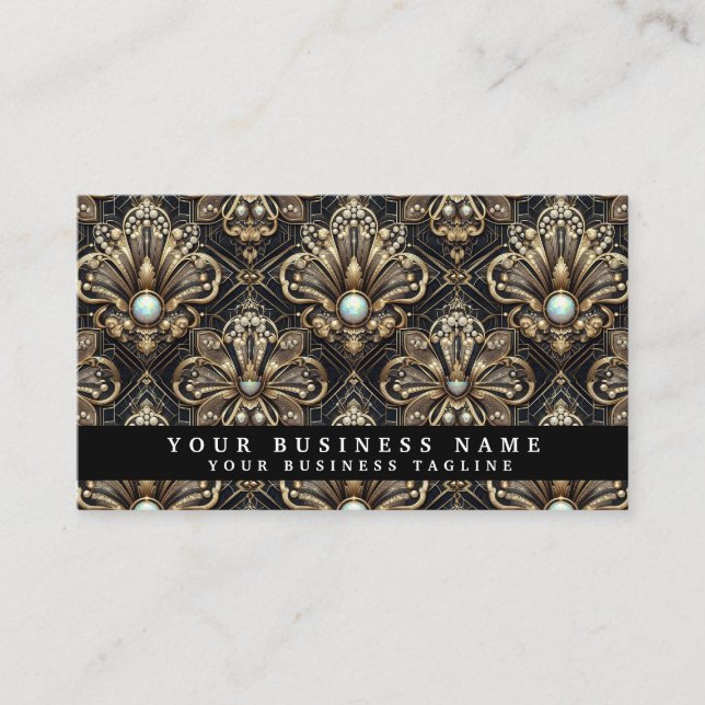 Luxury QR Code Art Deco Business Cards (Front)