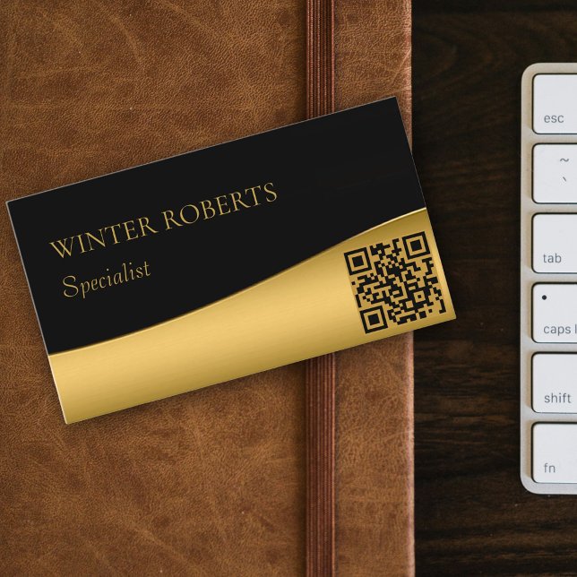 Luxury QR code black and gold professional Business Card (Creator Uploaded)
