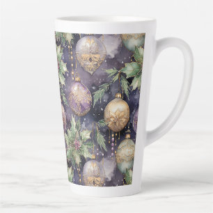 Luxury Radiance: Purple and Gold Christmas Splendo Latte Mug