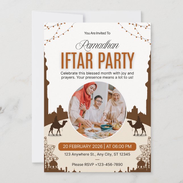 Luxury Ramadan Iftar Invitation | Elegant Islamic  (Front)