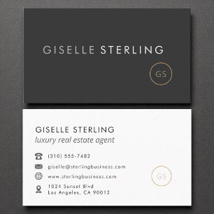 Luxury Real Estate Agent Black Elegant Modern Business Card