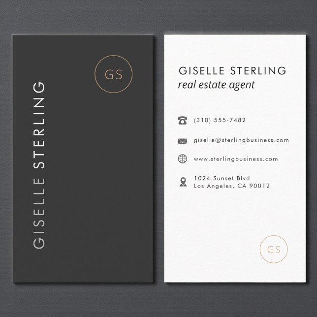 Luxury Real Estate Agent Black Gold Elegant Modern Business Card (Creator Uploaded)