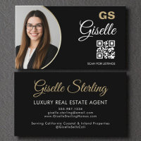 Luxury Real Estate Agent Black Gold Photo QR Code