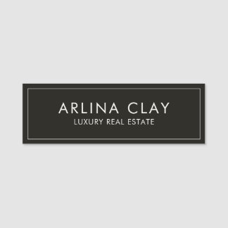 Luxury Real Estate Agent Name Tag Black