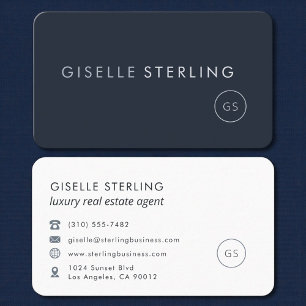 Luxury Real Estate Agent Navy Blue Professional Business Card