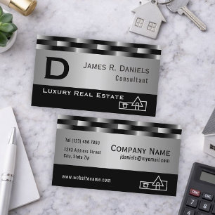 Luxury Real Estate Agent Professional Metallic Business Card