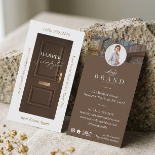 Luxury Real Estate Brown Door Professional Photo Business Card