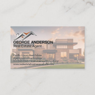 Luxury Real Estate   Home Roof Logo Business Card