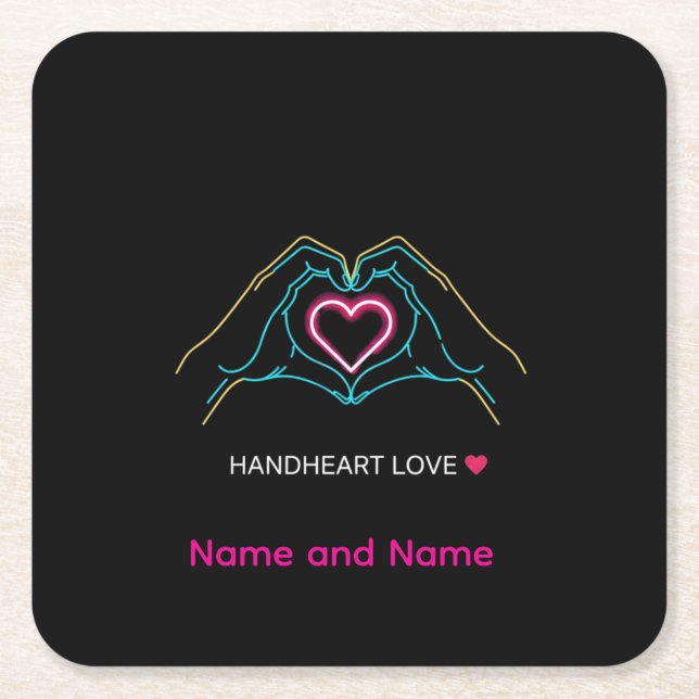 Luxury Realistic Couple Holding Hands Gold Ring An Square Paper Coaster (Front)