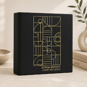 Luxury Realtor Art Deco Geometric Black/Gold Binder