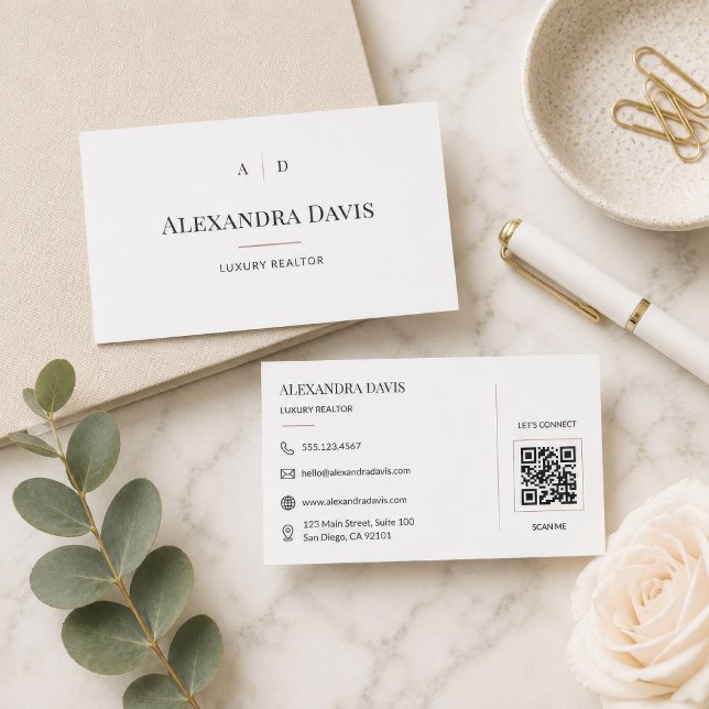  Luxury Realtor QR Code Minimal Business Card (Creator Uploaded)