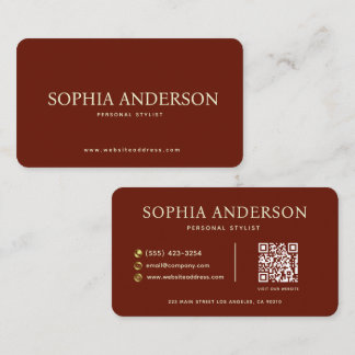 Luxury Red and Cream QR Code Personal Stylist Business Card