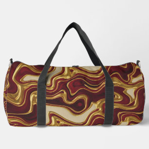 Luxury Red and Gold Baroque Swirl Gym All-Over Pr Duffle Bag