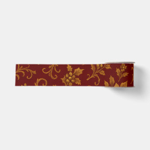 Luxury Red and Gold Botanical Christmas Grosgrain Ribbon