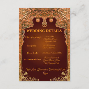 Luxury Red and Gold Wedding Details Card
