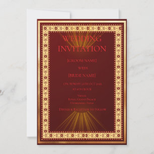 Luxury Red and Gold Wedding Invitation 