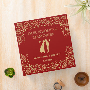 Luxury Red & Antique-Gold Wedding Album Binder