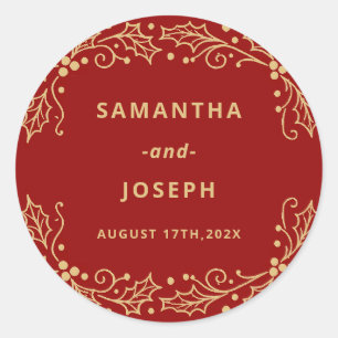 Luxury Red & Antique-Gold Wedding Envelope Seal