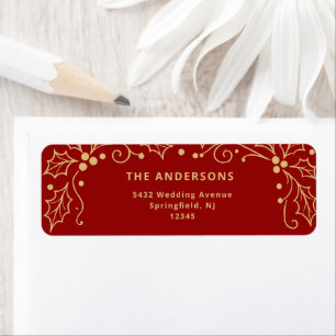 Luxury Red & Antique Gold Wedding Return Address