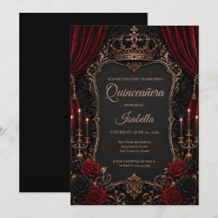 Luxury Red & Black Quinceañera Invitation