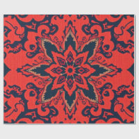 Luxury Red Blue Ornate Persian Medallion Pattern