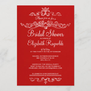 Luxury Red Bridal Shower Invitations