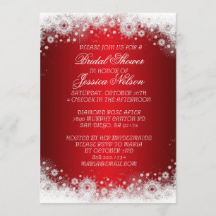 Luxury Red Christmas Lace Bridal Invite