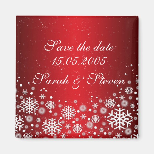 Luxury Red Christmas Spirit Save the date Magnet (Front)