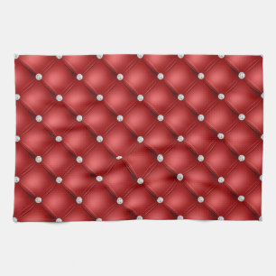 Luxury Red Diamond Tufted Pattern Kitchen Towel