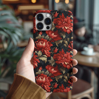 Luxury Red Floral Peony Gift for Girlfriend iPhone 16 Pro Case