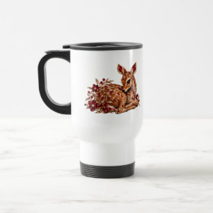 Luxury Red Gold Deer Art Travel Mug