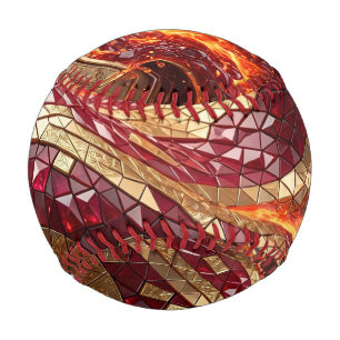 Luxury Red Gold Mosaic Baseball
