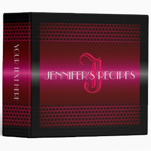 Luxury Red Metallic Metal Look Monogram Binder