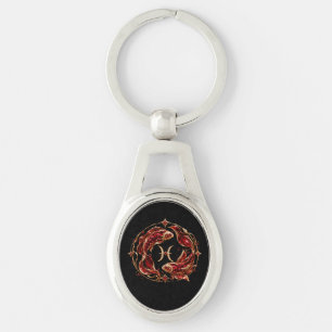 Luxury Red Pisces Zodiac Keychain