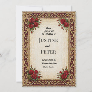 Luxury Red Rose Mosaic Wedding Invitation