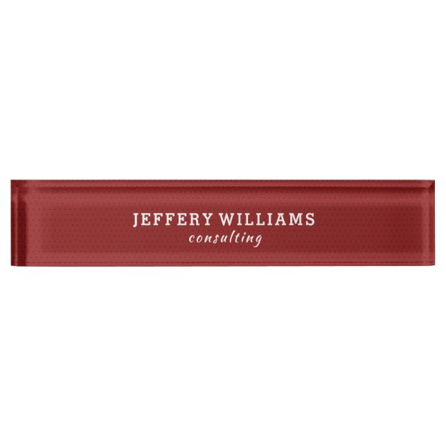 Luxury red vintage leather nameplate (Front)