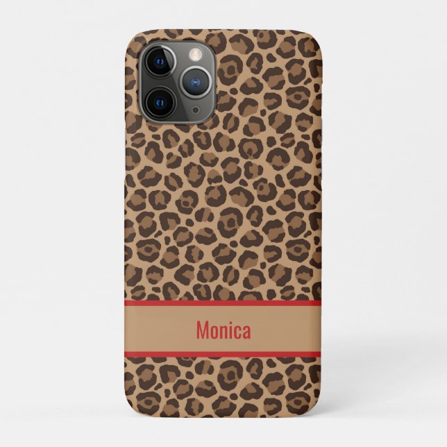 Luxury Red with Leopard Print iphone case (Back)