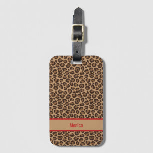 Luxury Red with Leopard Print  Luggage Tag