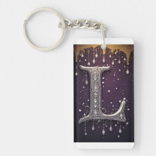 Luxury Rhinestone L Letter With Diamonds, Pearls  Keychain