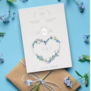 Luxury Romantic Botanical Floral Blue Shades Heart