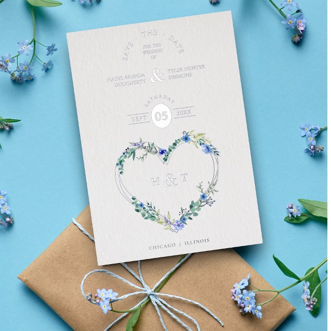 Luxury Romantic Botanical Floral Blue Shades Heart (Creator Uploaded)