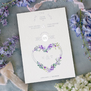 Luxury Romantic Botanical Floral Lavender Heart