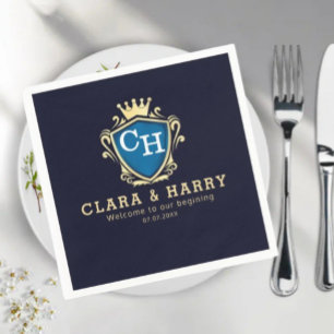 Luxury romantic champagne gold elegant monogrammed napkin