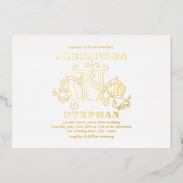 Luxury Romantic Flourish Calligraphy Wedding Gold (Front)