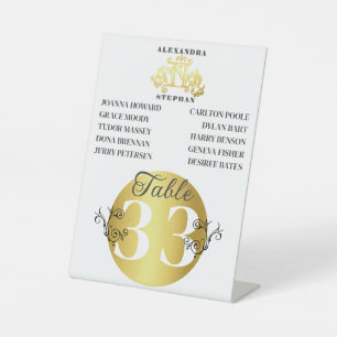 Luxury Romantic Flourish Wedding Gold Table Number Pedestal Sign