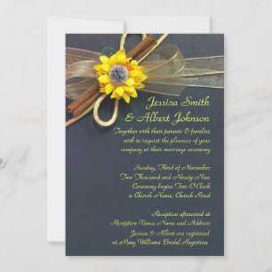 Luxury Romantic Sunflower Ribbon Wedding Invite